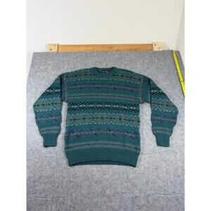 Vintage Peter England Sweater Mens Large Fair Isle Cable Knit 90s